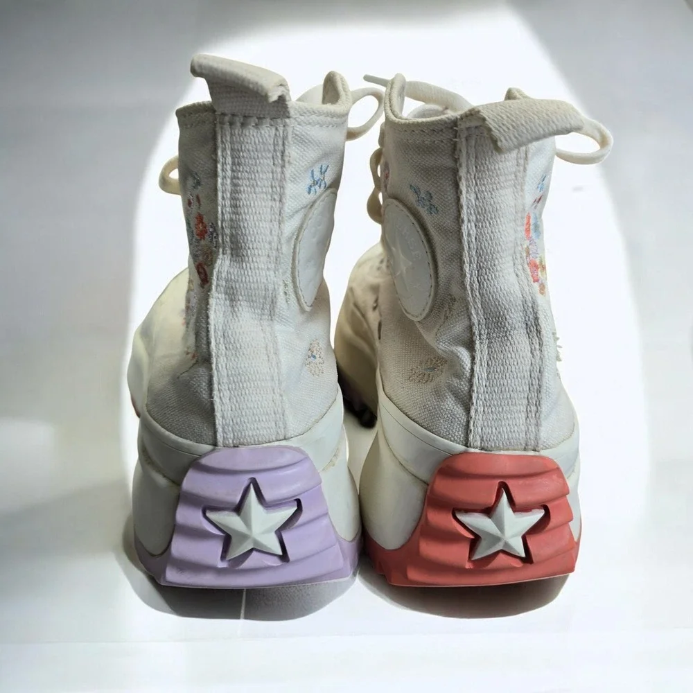 Converse Run Star High Top Sneakers Hike Platform Embroidered Floral Woman 4.5 - Picture 5 of 9